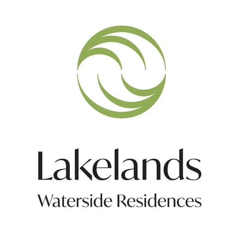 Lakelands Waterside Residences logo with green circular swirl design