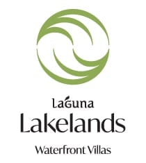 Laguna Lakelands Waterfront Villas logo with green spiral leaf design