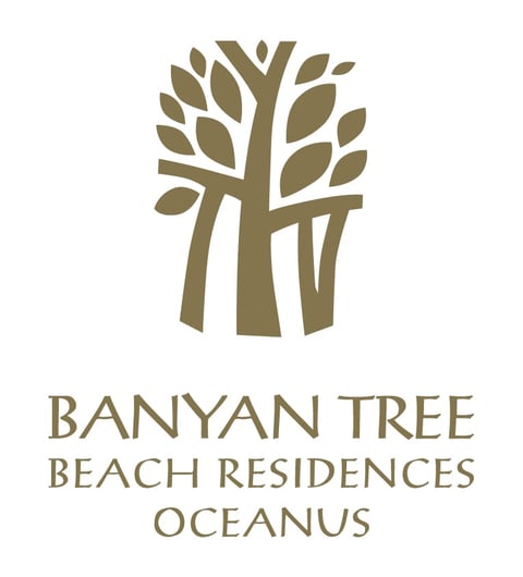 Banyan Tree Beach Residences Oceanus logo with stylized tree icon in olive green